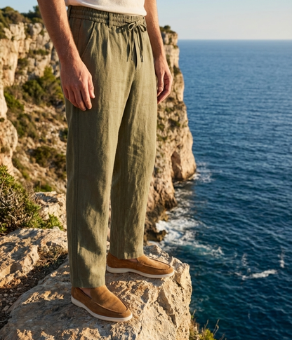 Olive Linen Trousers