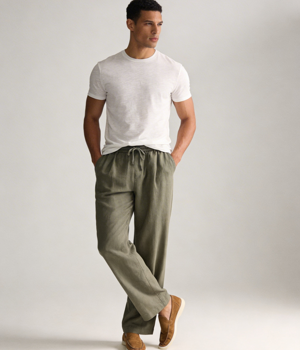 Olive Linen Trousers