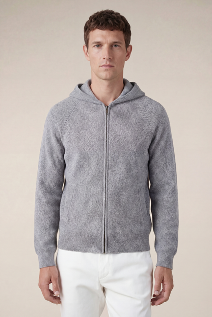 Cortina Cashmere Zip Hoodie Grey