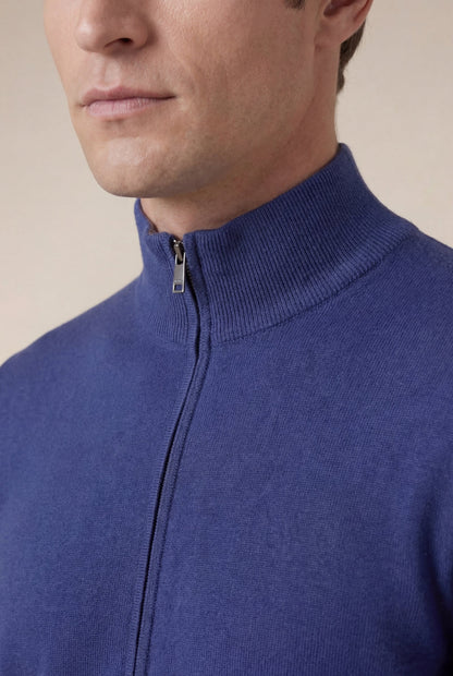 Sorrento Cashmere Full-Zip Knit Blue