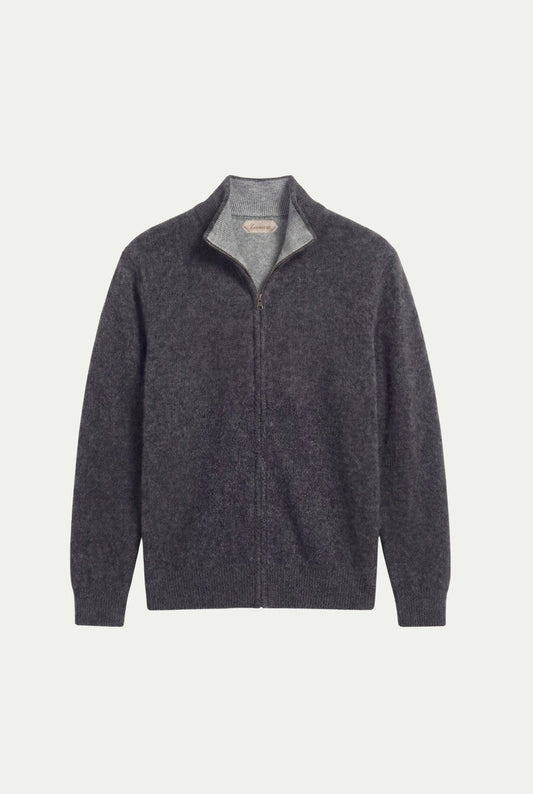 Sorrento Cashmere Full-Zip Knit Black