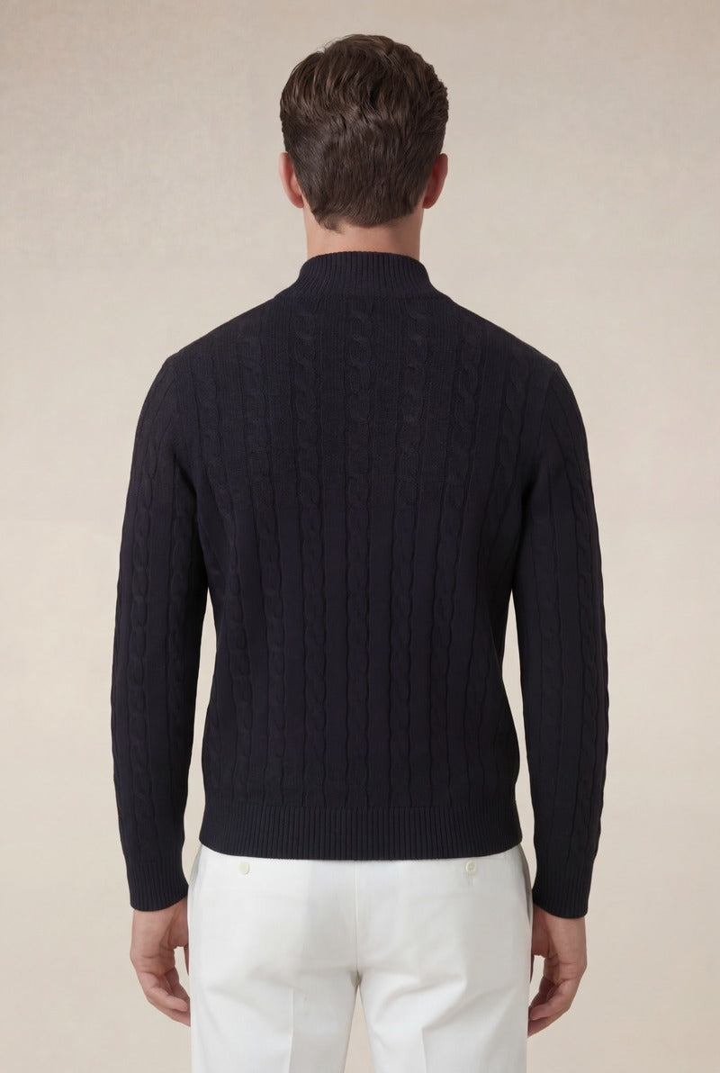 Como Cashmere Quarter Zip Black